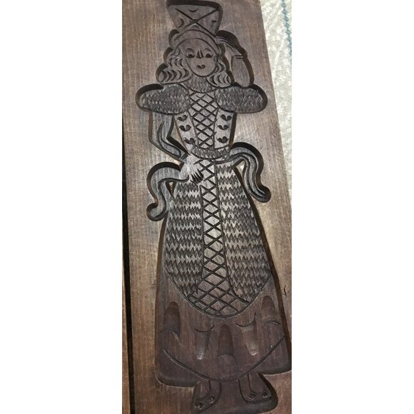 Antique Wooden Hand Carved SPRINGERLE Cookie Press Boards MOLD, Set of 2, Couple - Picture 4 of 9